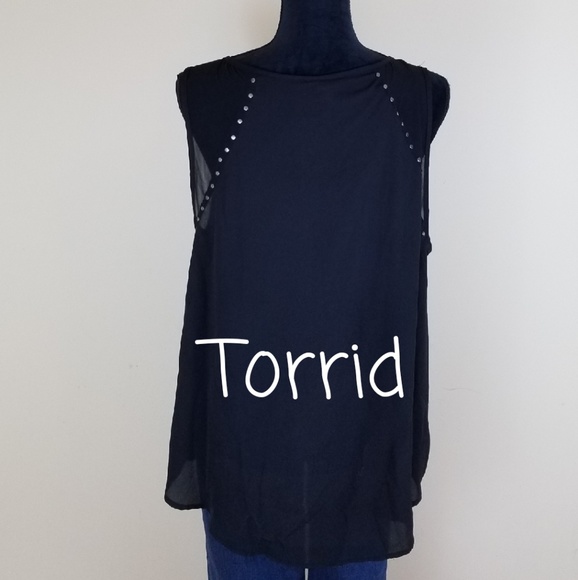 torrid Tops - TORRID BLACK MESH STUDDED TANK TOP , SIZE 1X